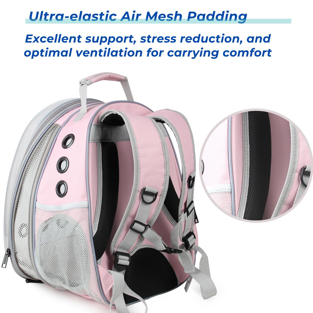 Lollimeow Cat Carrier Backpack, Bubble Expandable Backpack Carrier, Pets and Small Dogs,Airline-Approved, Designed for Travel, Hiking, Walking & Outdoor Use (Front Expandable-Pink)