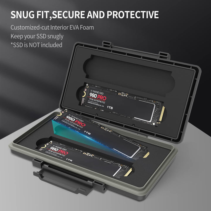 Compact M.2 2280 2260 2240 2242 2230 Case,4 Slots M.2 SSD Holder Box,M.2 Internal Solid State Hard Drive Storage,Water-Resistant,Dustproof,Shockproof