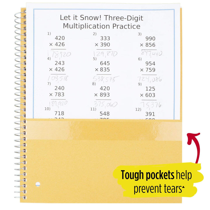 Spiral Notebook, 3-Subject, Wide Ruled Paper, 10-1/2 x 8, 150 Sheets, Harvest Yellow (930011CJ1)