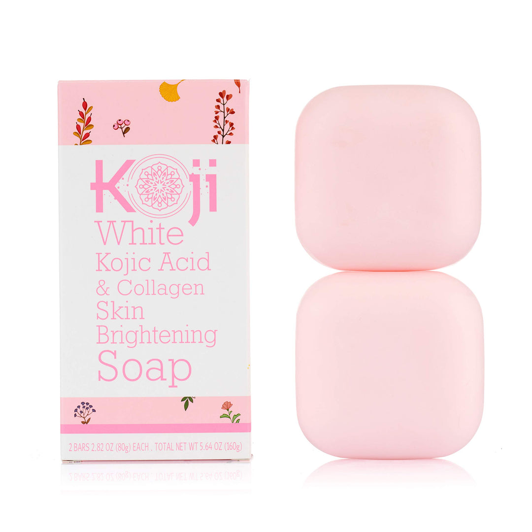 Kojic Acid & Collagen Skin Brightening Soap for Face & Natural Glowing Skin - Moisturizer, Body Cleansing Bar, Reduce the Appearance of Wrinkles, Vegan, Paraben-Free, 2.82 oz (2 Bars)