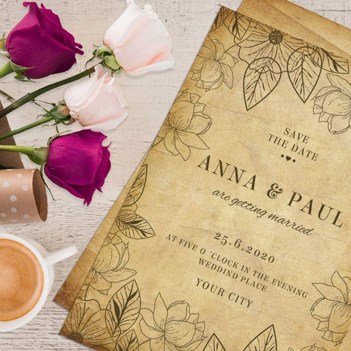 48 Pack Antique Vintage Stationary Paper, 8.5x 11 Parchment Paper for Writing and Printing, Double Sided Antique Old Aged Scrapbook for Journal, Calligraphy, Invitations and Certifications