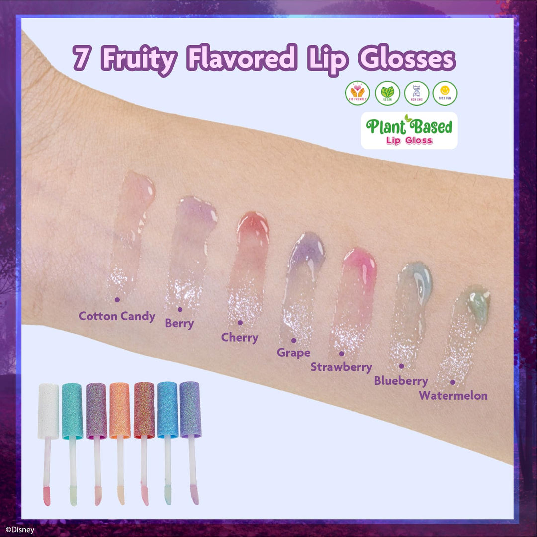 Disney Frozen Plant Based Vegan 7 PC Flavored Lip Gloss Set For Girls – Ideal for Sleepovers, Makeovers, Party Favors and Birthday Gifts! - Age: 3+