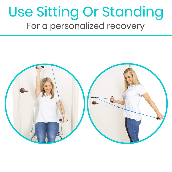 Shoulder Pulley for Physical Therapy - Rotator Cuff Pain Pulley System - Over Door Rehab Exerciser - With Durable Metal Pulley & Comfortable Padded Handles (FSA/HSA Approved)
