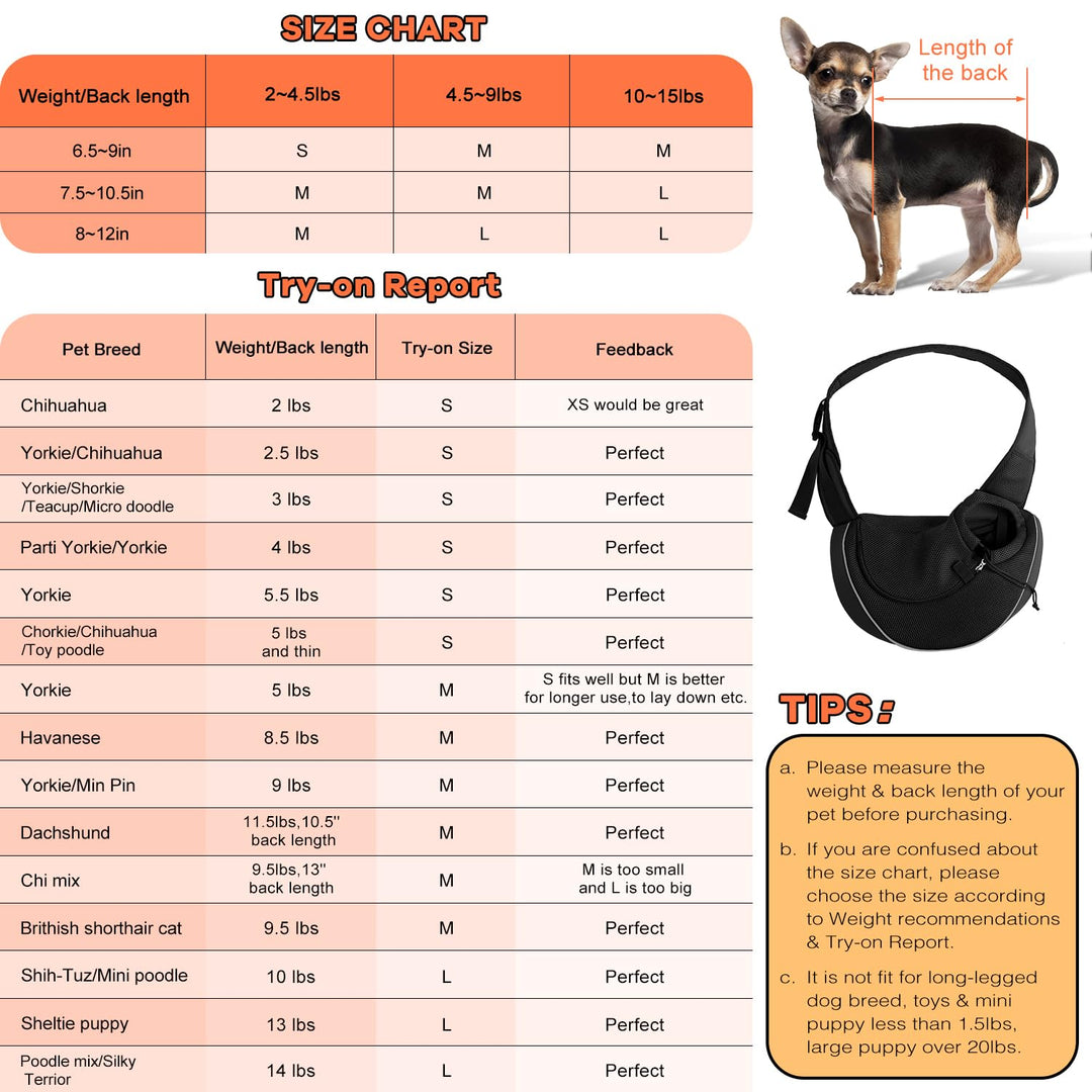 Pet Dog Sling Carrier Breathable Mesh Travel Safe Sling Bag Carrier for Dogs Cats