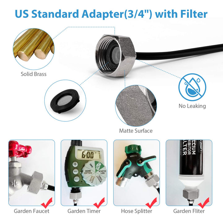 Misting Cooling System, Outdoor Misting System for Patio, 40 FT Misting Line+10 Mist Nozzles+3/4 Brass Adapter,Outdoor Mister System for Patio Garden Trampoline Greenhouse
