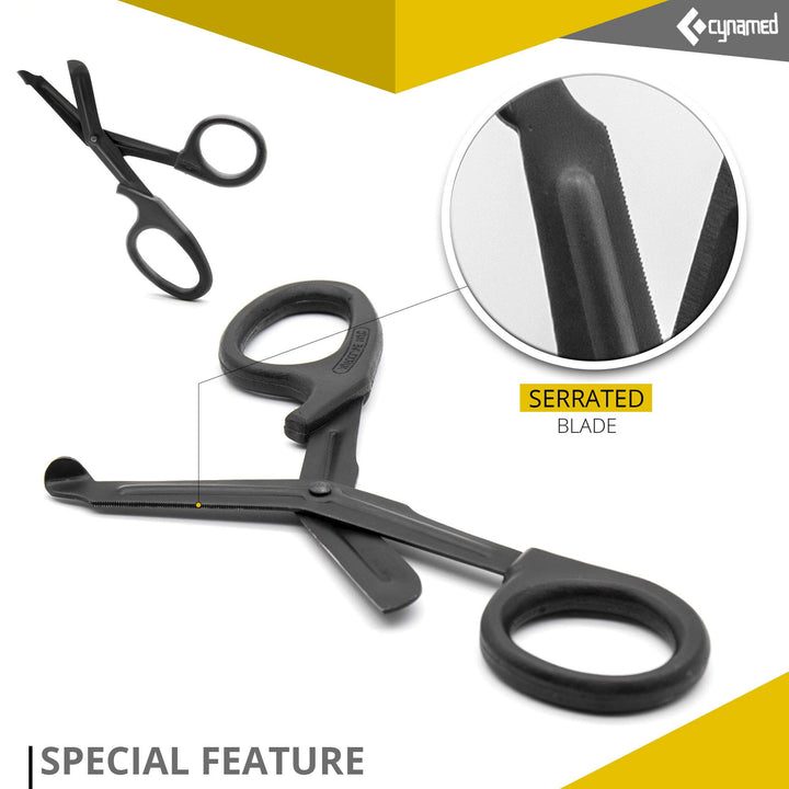 Trauma Shears - Safety Medical Scissors with Blunt Tip and Serrated Blade - Tough and Durable Japanese Stainless Steel - Light and Comfortable Grip - Hospital, Nurse, EMT Tool (1 Each)