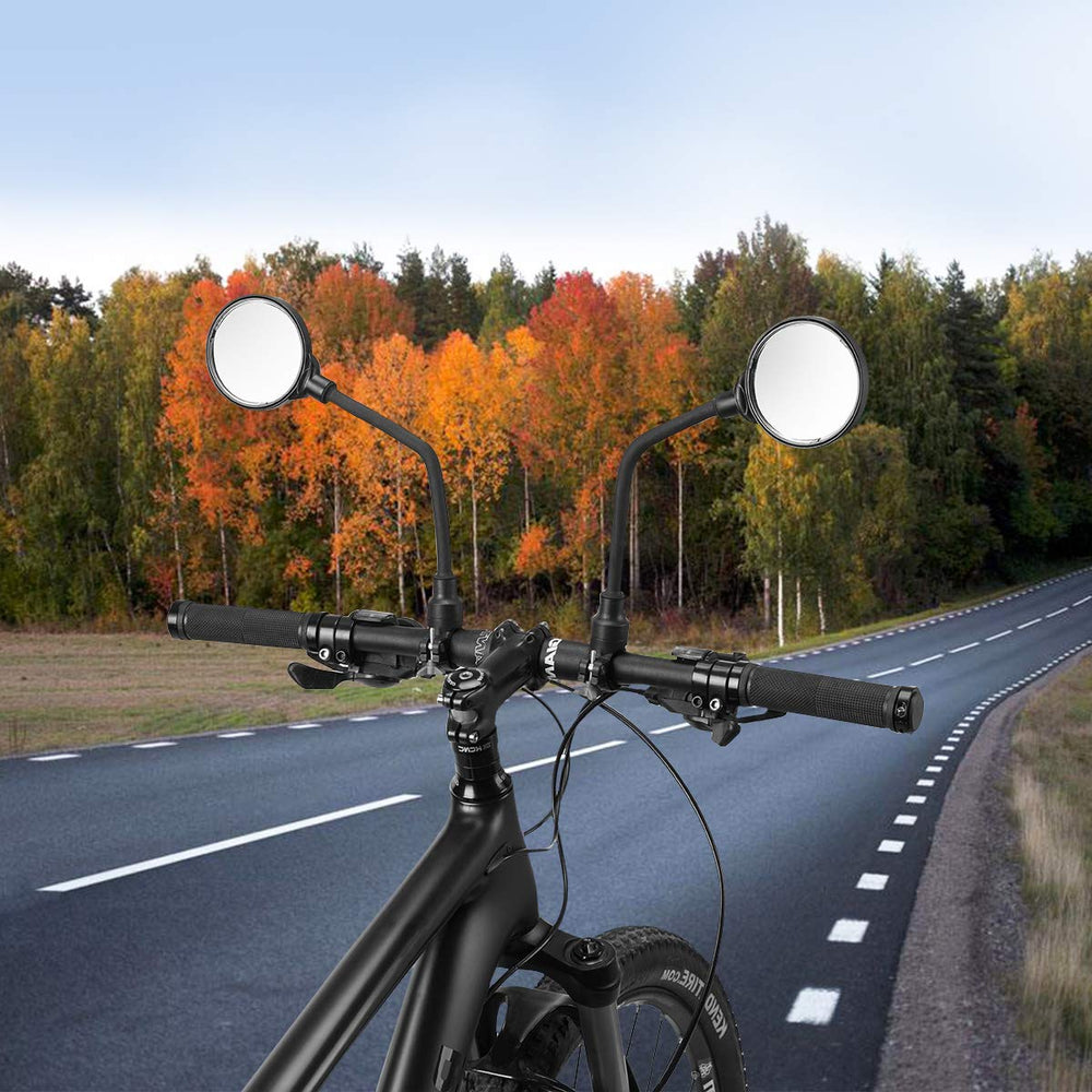 Bike Mirror Handlebar Mount Safe Rear View Mirror Adjustable 360°Rotatable HD Wide Angle Cycling Biking Clear Acrylic Convex Mirror Bike Bicycle Accessories for Men Women