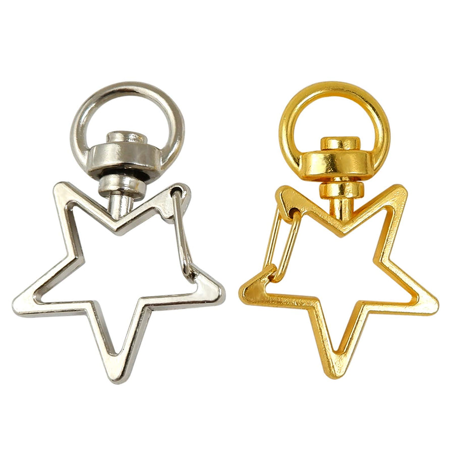 40PCS Metal Star Shape Claw Swivel Lobster Clasp,Snap Hook with Key Rings,DIY Accessories for Bag,Keychains,Jewelry Making Silver and Golden