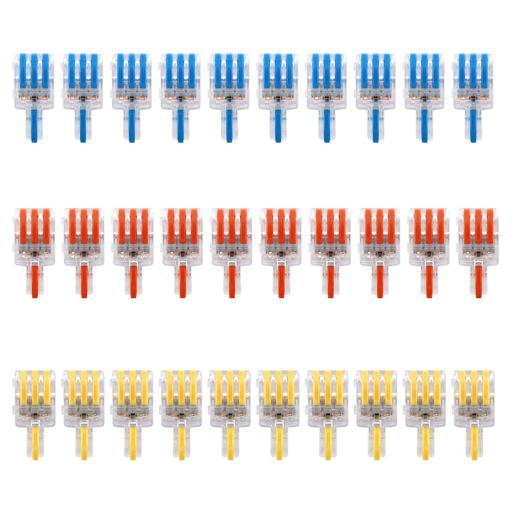 30 Pcs Lever Connectors,Electric Splice Connectors 3 Port,Quick Push in Conductor Terminal Block 28-12 AWG