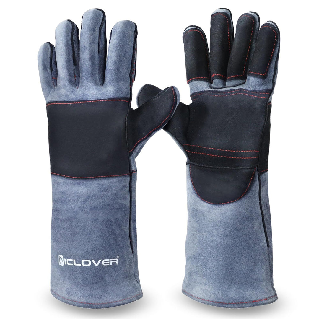 Animal Handling Gloves Snake Bite Proof, Double Leather Padding Reinforced Palm & Fingers Protection for Grabbing Snake Reptile Bird Falcon Handling, Cat Dog Training Anti Scratch - 16inch