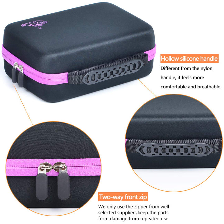 Essential Oil Carrying Organizer Storage Case for 30 Roller Bottles 5/10/15/20ml Small bottles with Free Writable Labels Opener Holds Purple-8.7Lx6.3Wx3.7H