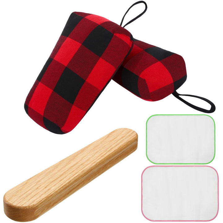 5 Pieces Tailor's Ham Seam Roll Tailors Hard Wood Tailors Clapper Bundle Protective Ironing Scorch Mesh Ironing Pressing and Molding Darts Curved Seams Tailors Clapper for Ironing Protection