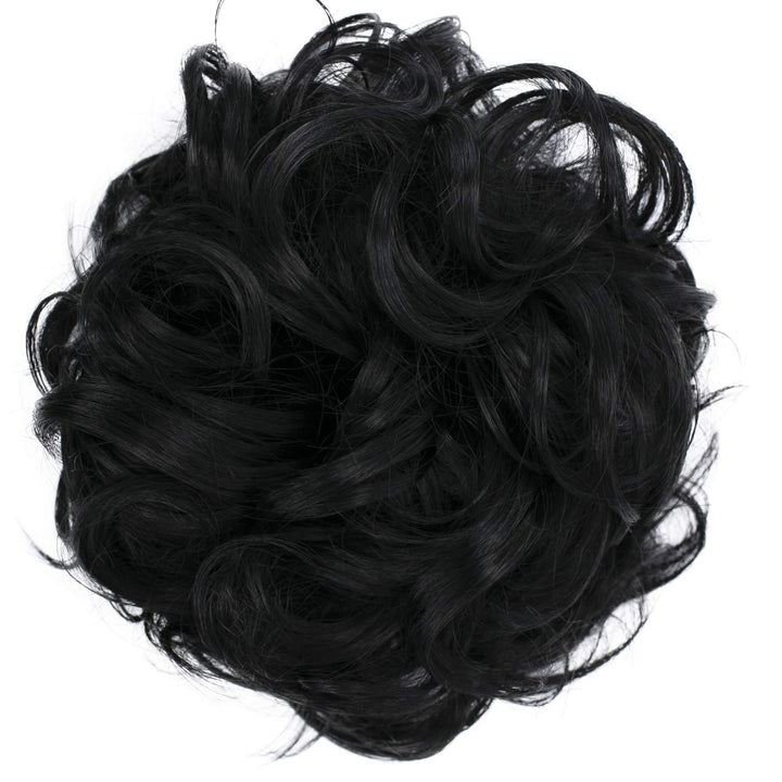 PRETTYSHOP Scrunchy Scrunchie Bun Updo Hairpiece Hair Ribbon Ponytail Extensions Curly Diverse Colors jet black 1 AD