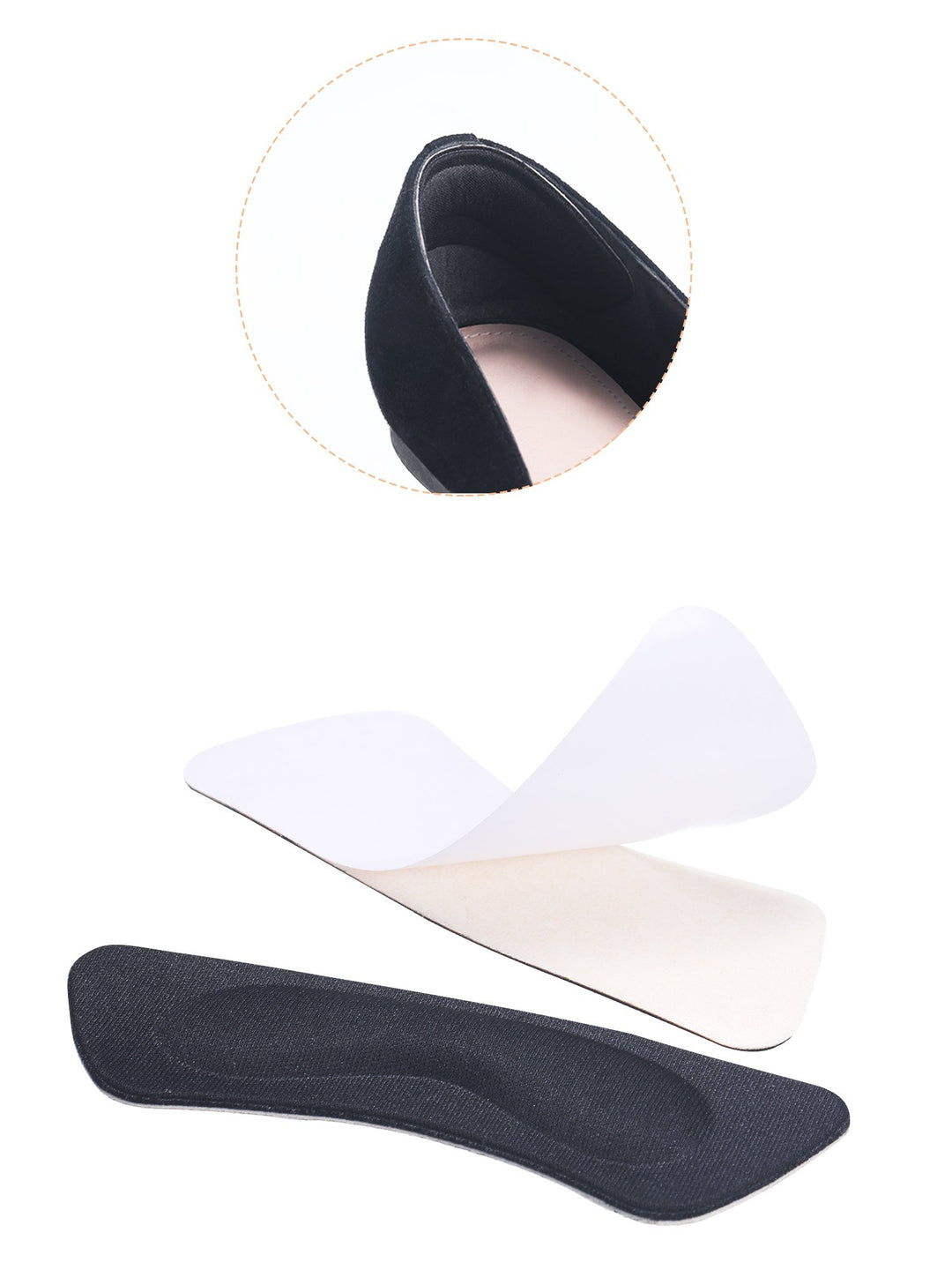 6 Pairs Heel Cushion Pads Heel Shoe Grips Liner Self-Adhesive Shoe Insoles Foot Care Protector (Black)
