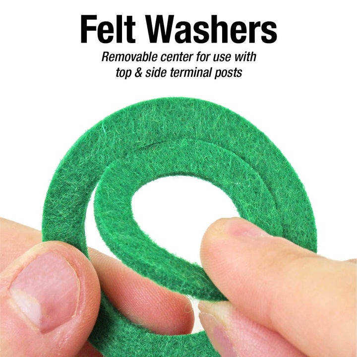 Battery Terminal Protector Anti-Corrosion Felt Fiber Washers, 10 Green and 10 Red, 10 Sets, Prevent Battery Corrosion, Green Felt, Red Felt, Battery Terminal Felt Pads