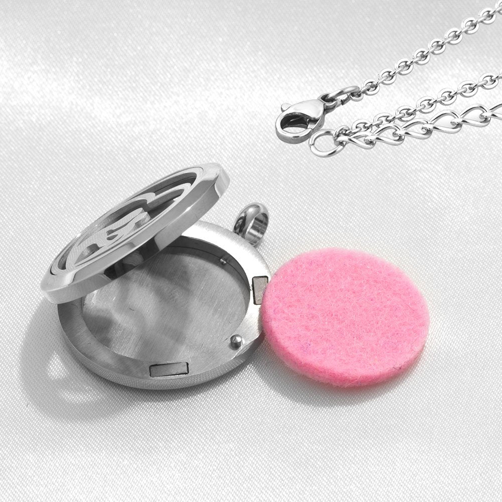 Mother And Child Essential Oil Diffuser Necklace I Love You To The Moon And Back Engraved Locket Aromatherapy Jewelry, 12 Refill Pads