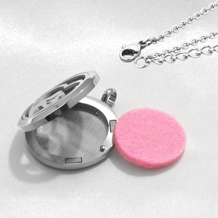 Mother And Child Essential Oil Diffuser Necklace I Love You To The Moon And Back Engraved Locket Aromatherapy Jewelry, 12 Refill Pads