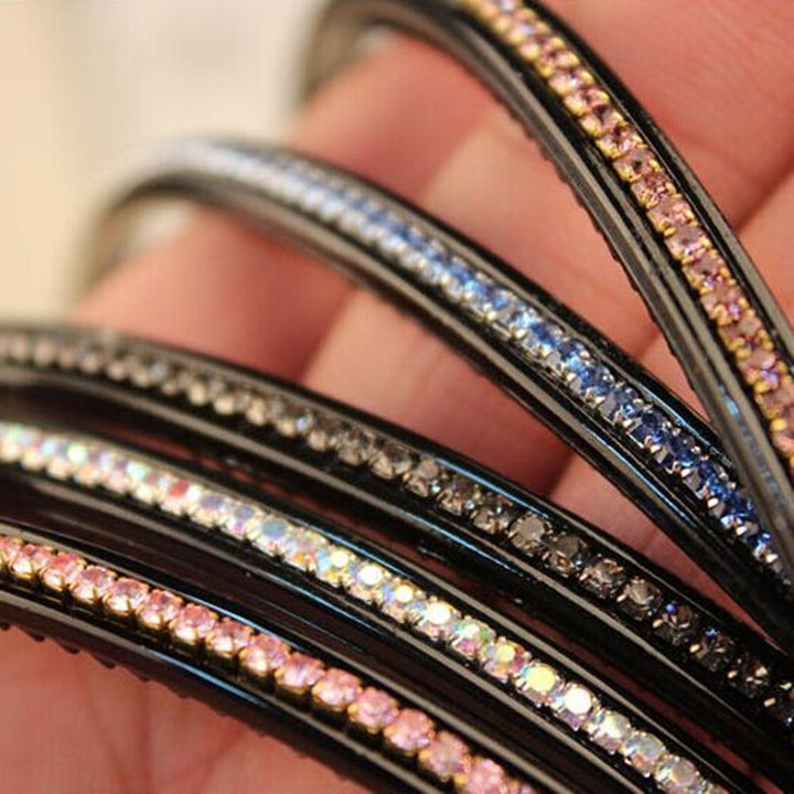Casualfashion 6Pcs Bling Bling 1 Rows Crystal Rhinestone Headband for Women Girls Thin Hair Hoop Fashion
