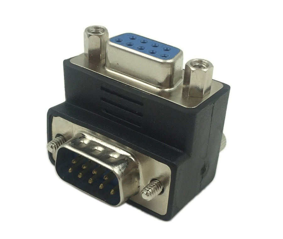 90 Degree DB9 9 Pin RS 232 Male to Female Serial Gender Changer Extension Cable Converter Adapter Coupler