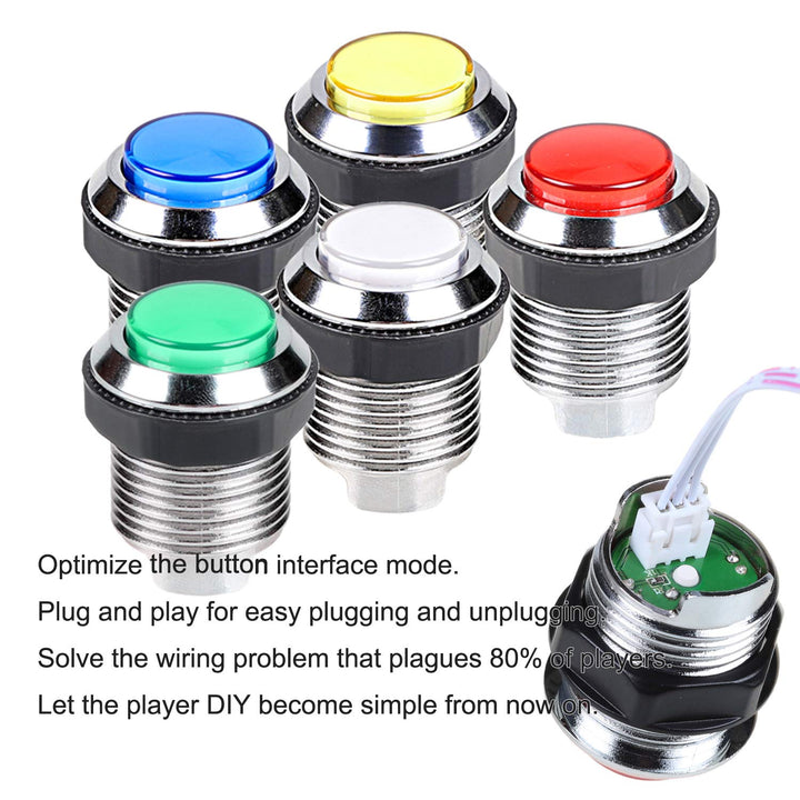 Arcade DIY Kit USB Encoder To PC Joystick + 8 Ways 5 Pin Stick + Chrome Plated LED Illuminated Push Button 1 Player & Coin Buttons For Arcade Mame Raspberry Pi 2 3 3B Games