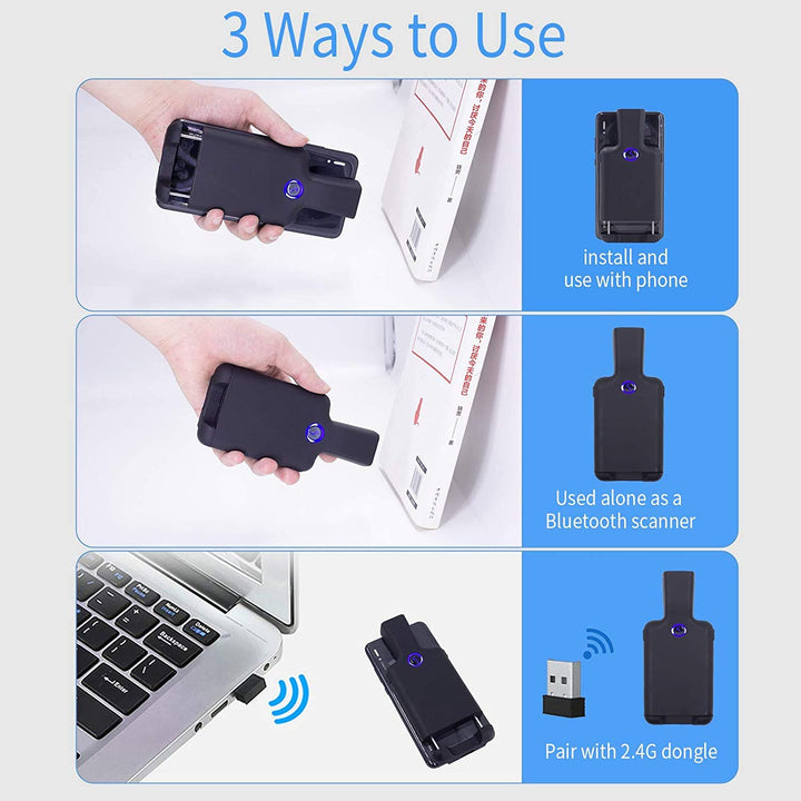 Symcode Bluetooth 2D Barcode Scanner 1D 2D QR Wireless Portable Back Clip Barcode Reader Scanner for Smartphone iPhone iOS Android