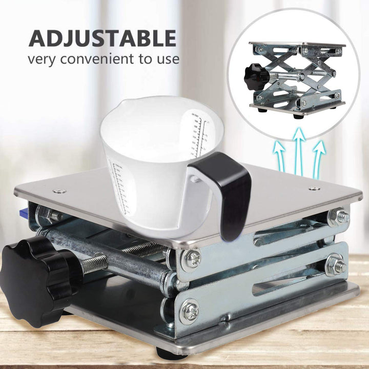 8 x 8 Lab Scissor Jack, 200mm Stainless Steel Laboratory Lifting Platform Lab Lift Table Lab Jack Stand Rack Scissor Lab-Lift Lifter, Height Range from 85mm to 280mm Load Capacity 15Kg/33lbs