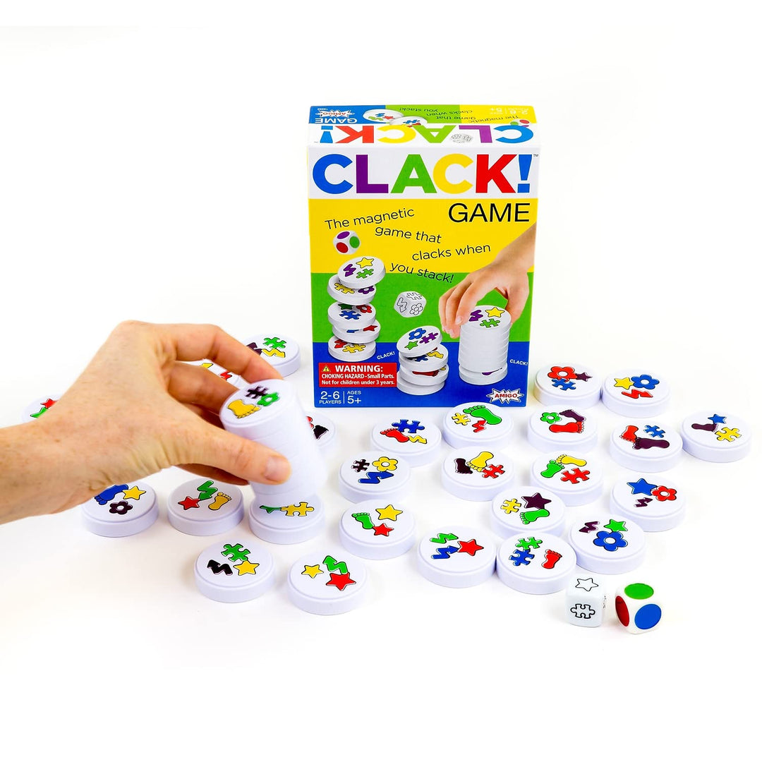 Games Clack! Categories - Exciting Kids Magnetic Stacking Game for 2-8 players Ages 7+ | Fun, Educational, & Fast-Paced Family Game