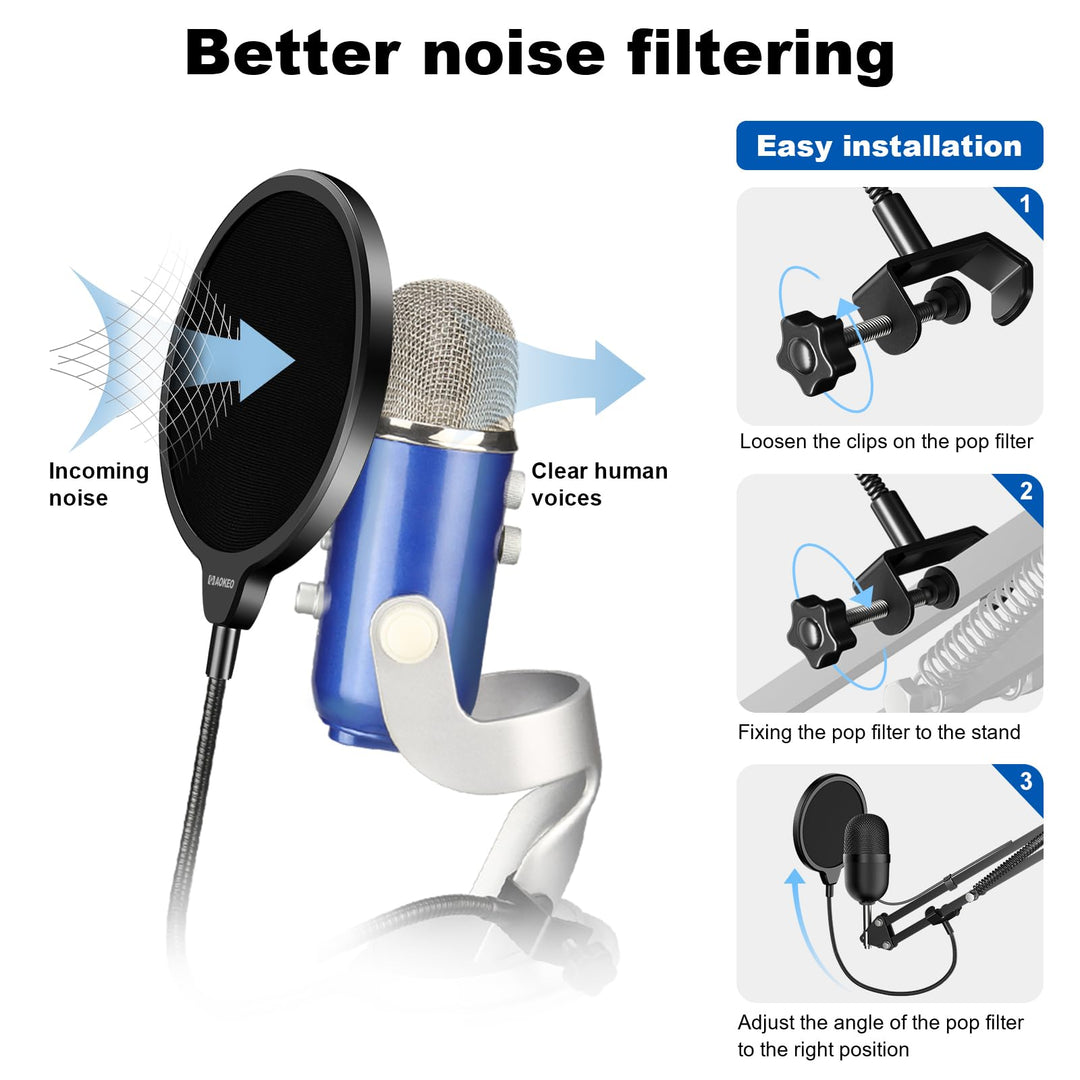 Clamp On Studio Microphone Mic Round Shape Wind Pop Filter Mask Shield