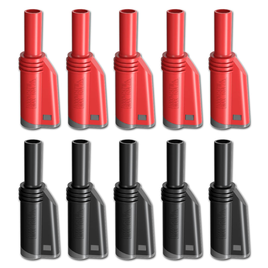 4mm Stackable Shrouded Banana Plugs Safety Fully Insulated Solderless Screw Fixation DIY Connectors Red Black