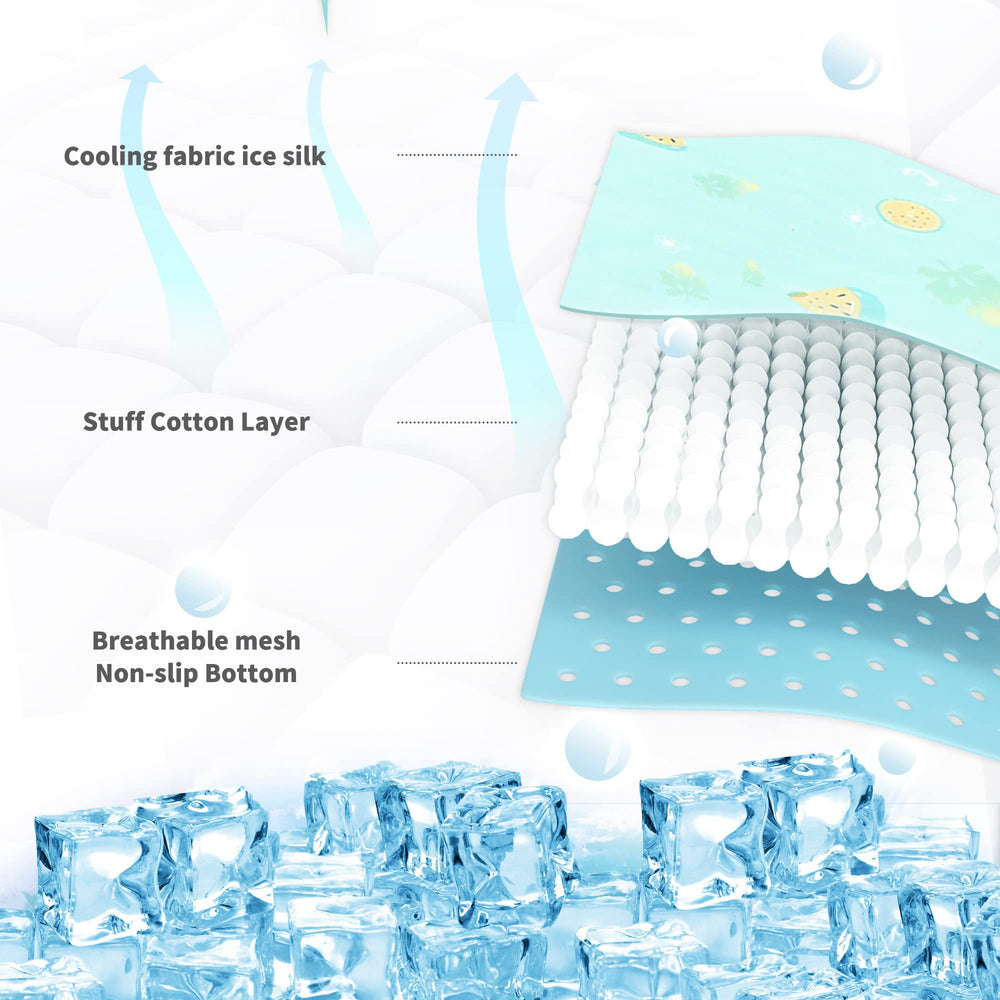 Pet Cooling Mat -39’’ X 27.5’’ Ice Silk Cooling Mat for Dogs & Cats Portable & Washable Pet Cooling Blanket, Car Seats, Beds for Summer (Green Fruit, Large)