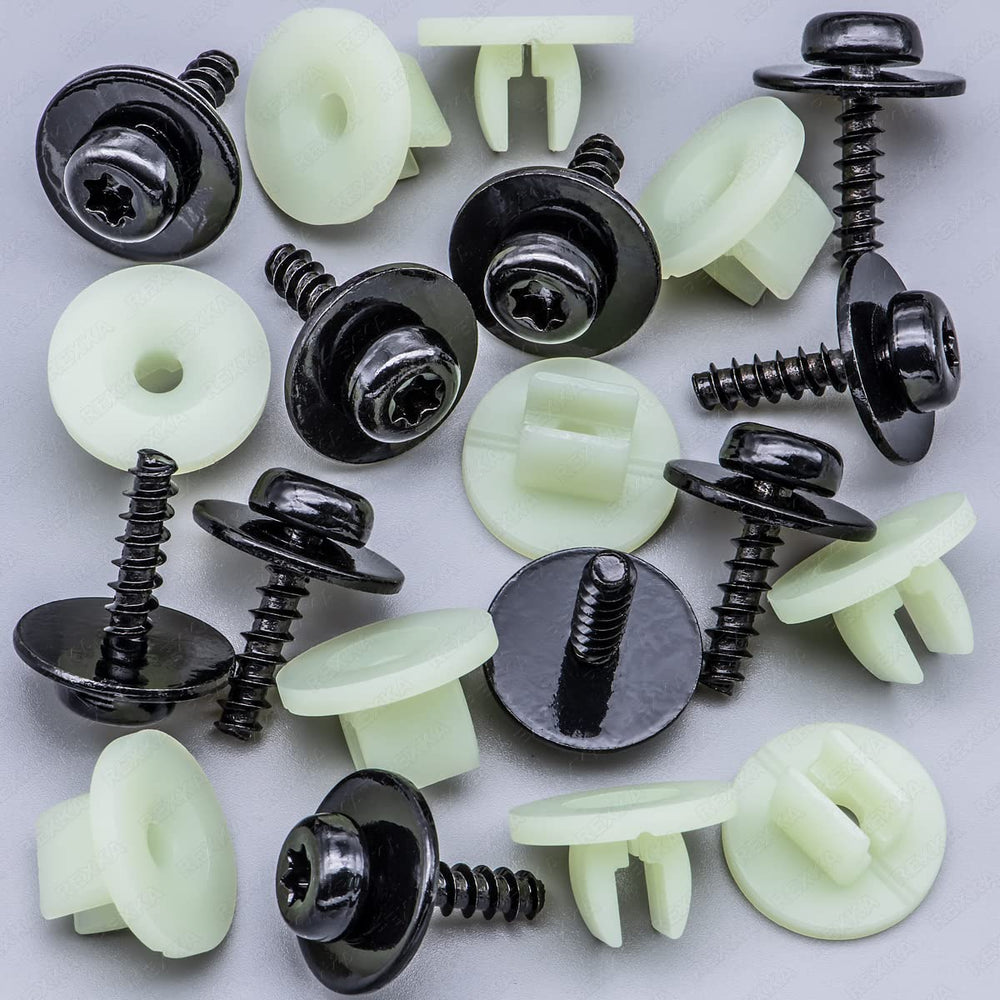 10 Sets Engine Splash Shield Screws for Ford - T30 Torx Head Bolts and Grommets for Undertray Engine Fender Liner Deflector Grille for Ford Escape F-150 Edge Focus Fusion C-Max S-Max Lincoln