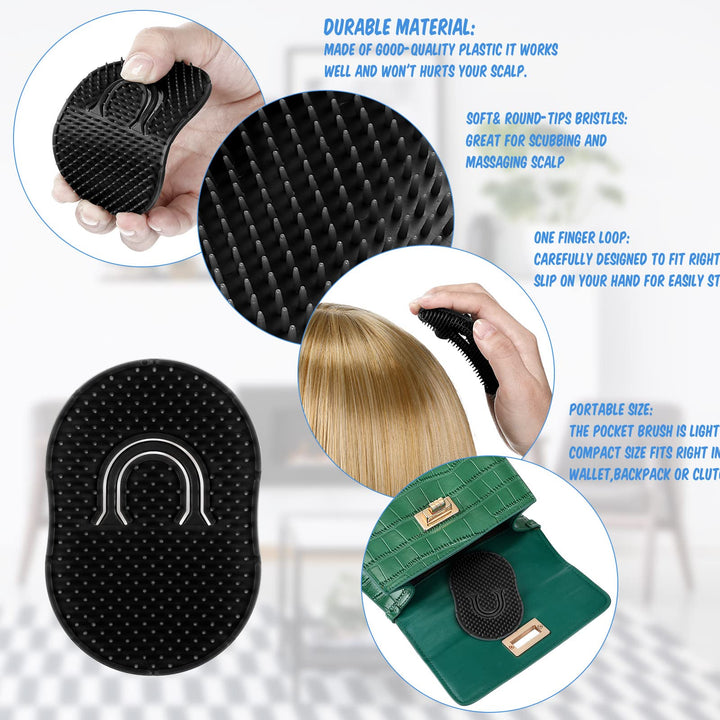 12 Packs Men's Hand Combs with Portable Soft Scalp Massage Brush for Hair, Travel, and Pets (Black)