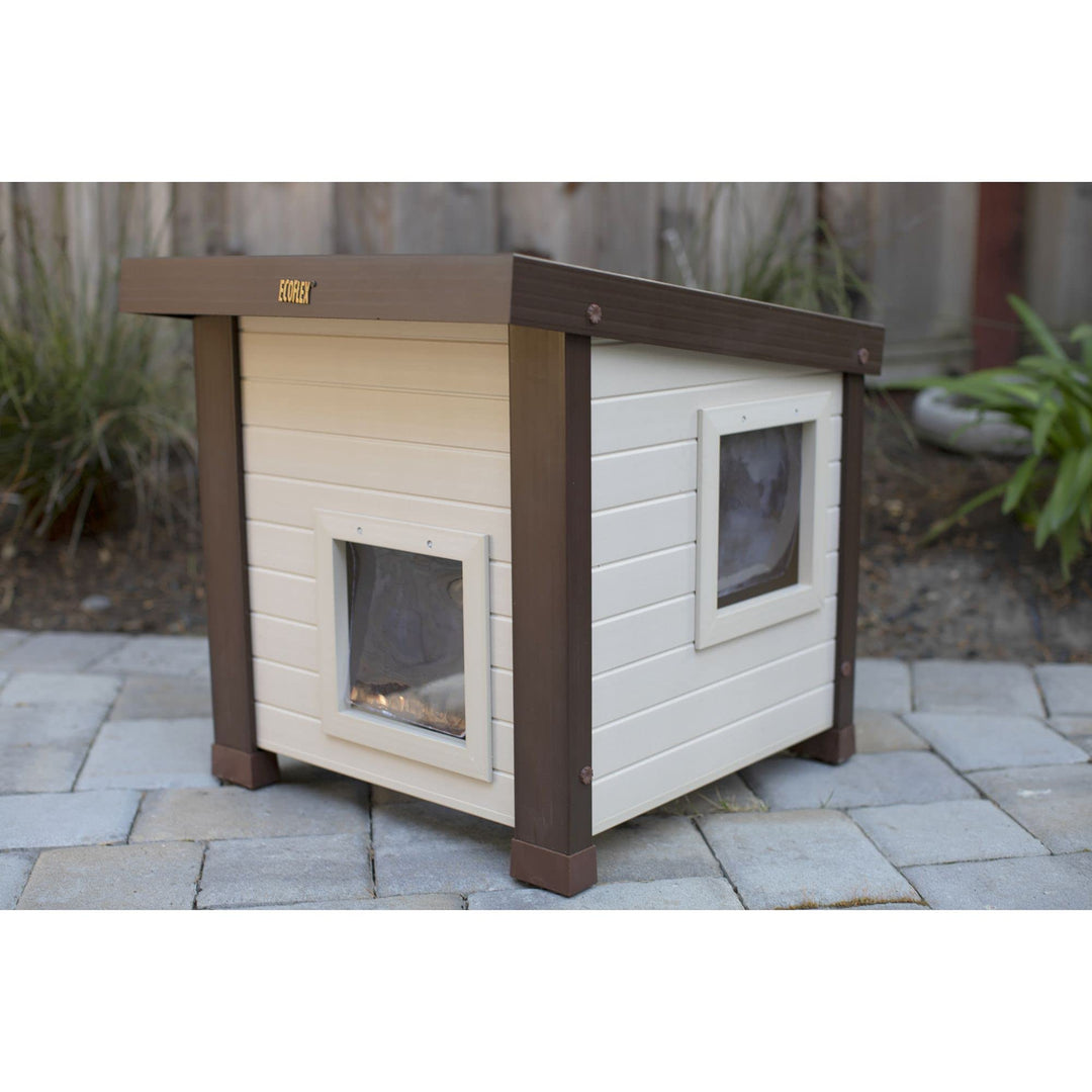 ® ECOFLEX® Albany Outdoor Feral Cat House for Multiple Cats with Quick & Easy Assembly, 2 Vinyl Door Flaps Included, Moisture and Odor Resistant
