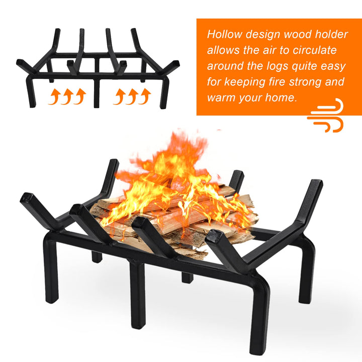 Fireplace Log Grate, Small 14Inch Heavy Duty Solid Steel Wood Rack Stove Firewood Holder for Indoor Hearth Outdoor Fire Pit Chimney Hearth Kindling Tool