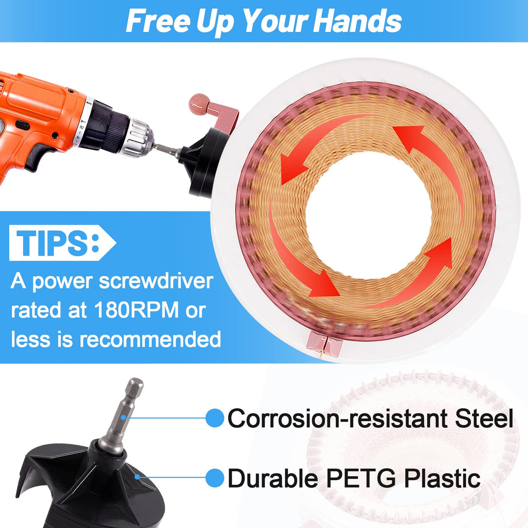 Knitting Machines Adapter - Circular Knotting Loom Crank Handle fits Sentro 22 40 48 & Jamit, Needle Crochet Machine Drill Power Attachment with Hexagon Steel Bit for Christmas Quick Knit Gifts