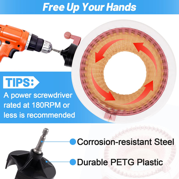 Knitting Machines Adapter - Circular Knotting Loom Crank Handle fits Sentro 22 40 48 & Jamit, Needle Crochet Machine Drill Power Attachment with Hexagon Steel Bit for Christmas Quick Knit Gifts