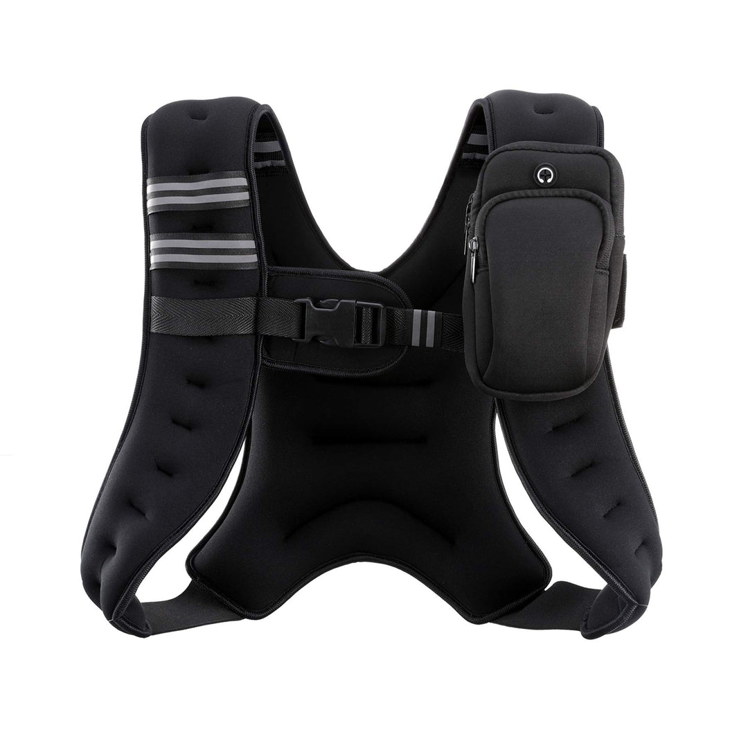 Weighted Vest, 6lb/8lb/12lb/16lb/20lb/25lb/30lb Weight Vest with Reflective Stripe for Workout, Strength Training, Running, Fitness, Muscle Building, Weight Loss, Weightlifting, Black(12 lb)