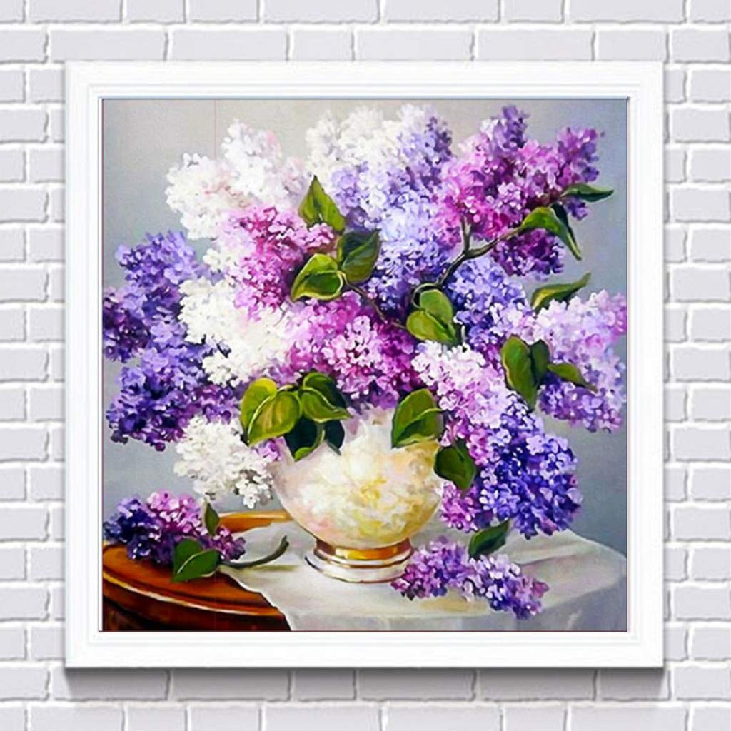 DIY 5d Diamond Painting Shiny Crystal Diamond Kits, Purple Flowers Painting Diamonds, Rhinestone Embroidery Cross Stitch Kits Supply Arts Craft Canvas Wall Decor Stickers Home decor12x12inches