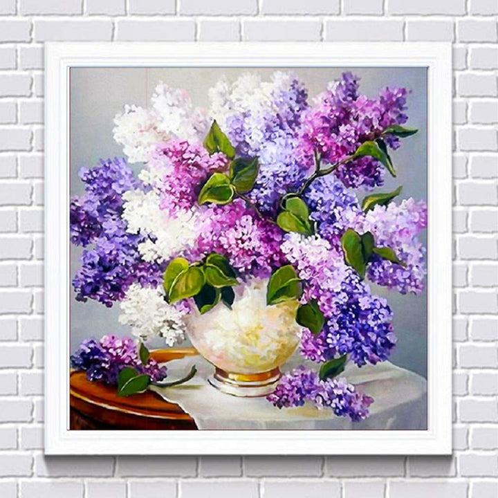 DIY 5d Diamond Painting Shiny Crystal Diamond Kits, Purple Flowers Painting Diamonds, Rhinestone Embroidery Cross Stitch Kits Supply Arts Craft Canvas Wall Decor Stickers Home decor12x12inches