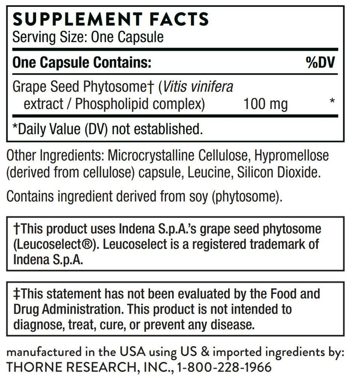 Grape Seed Extract (Formerly O.P.C.-100) - Grape Seed Phytosome for Antioxidant Support* - 60 Capsules