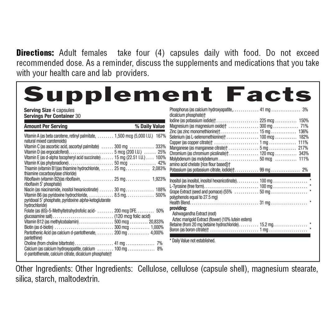 Max for Women - Multivitamin and Mineral Complex, Iron-free - 120 Vegan Capsules