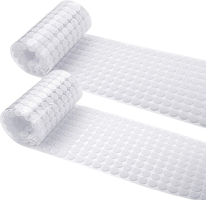 2016pcs 2/5 10mm Self Adhesive Dots Tape Diameter Sticky Back Dots Hook and Loop with Sticky Glue Dots Tapes White for School,Classroom,Office,Home (10mm)