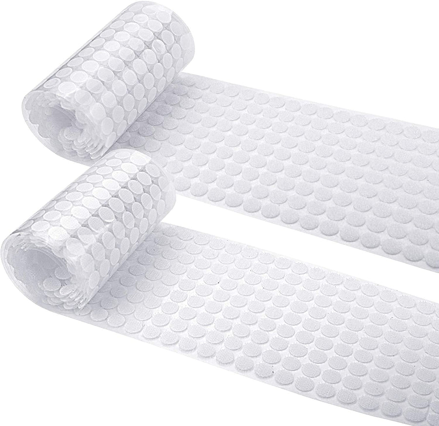 2016pcs 2/5 10mm Self Adhesive Dots Tape Diameter Sticky Back Dots Hook and Loop with Sticky Glue Dots Tapes White for School,Classroom,Office,Home (10mm)