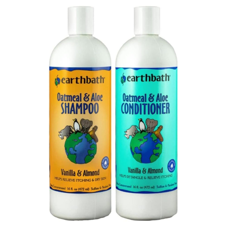 Oatmeal & Aloe Dog Shampoo and Conditioner - Oatmeal Shampoo for Dogs, Anti Itch Dry Skin Relief Pet Wash, Medicated Dog Shampoo & Conditioner, Hypoallergenic, Tearless - 16 Oz (1 Set)