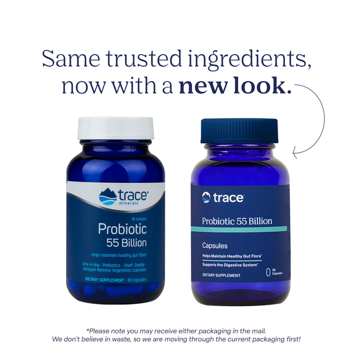 Probiotic 55 Billion - Gut Health Support Supplement with Probiotics & Prebiotics - Dietary Supplement to Support Healthy Gut Flora & Digestive Health - 30 Capsules (30 Servings)