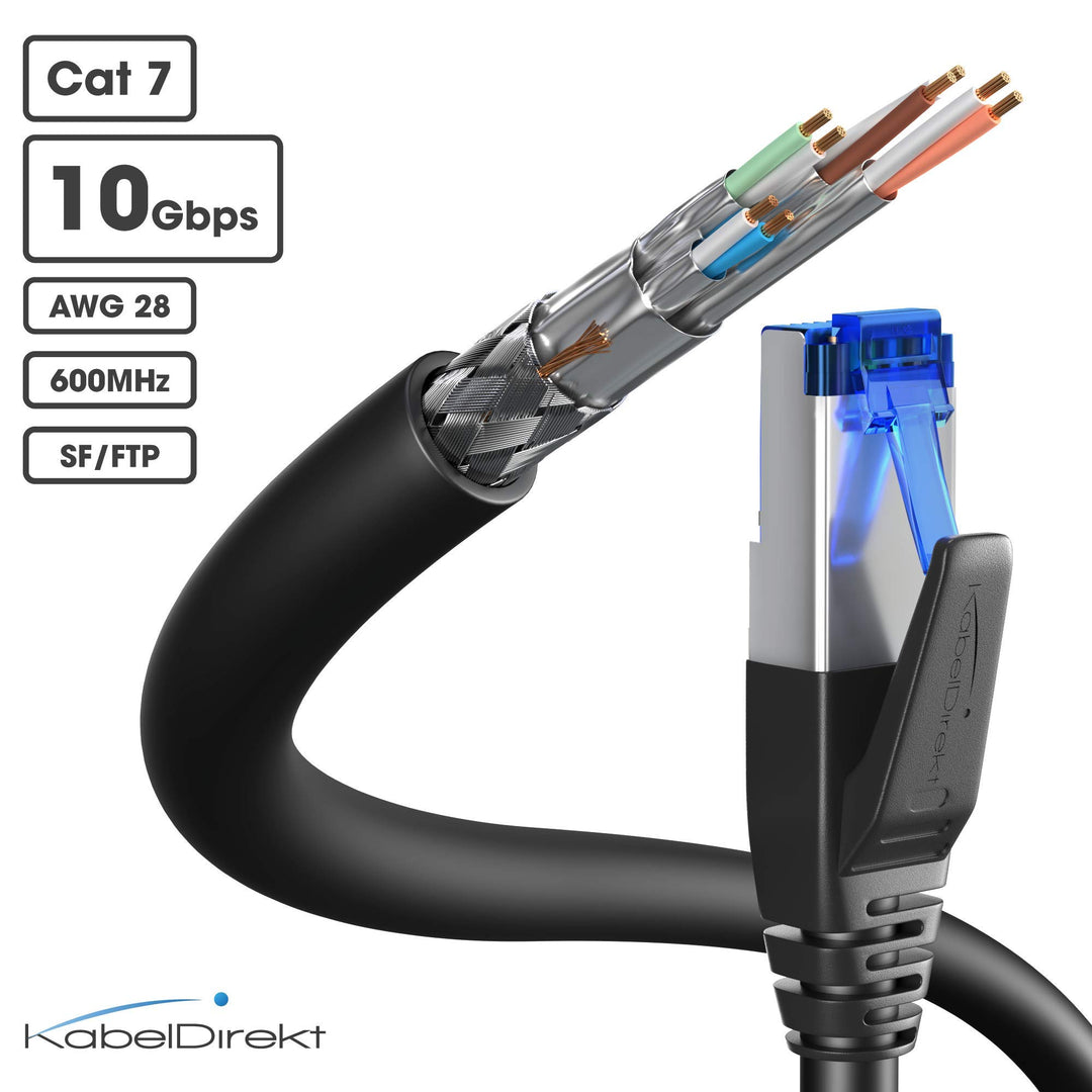 CableDirect – Cat 7 Ethernet Cable – 6ft – 10 Gigabit LAN Cable & Network Cable – Available in 1-100ft (Suitable for high-Speed Networks, PC, Gaming, Switch, Router and Modem, RJ45 – Black)