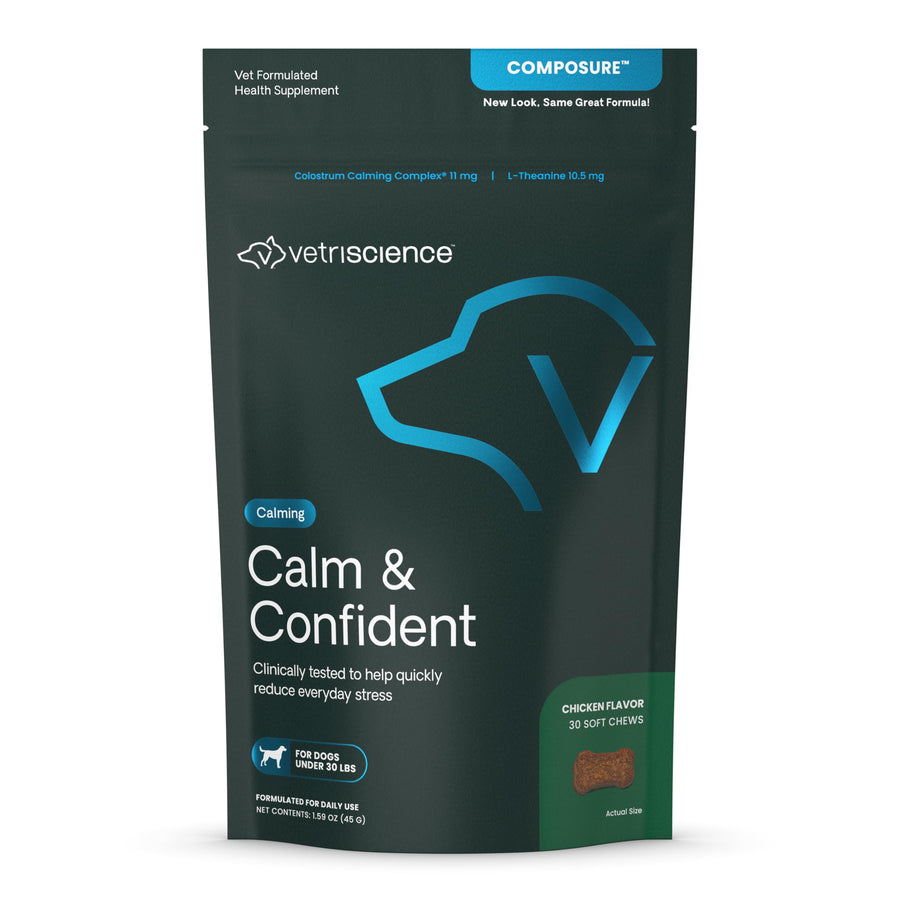 Composure Calming Treats for Small Dogs and Puppies Anxiety, Separation Stress, Thunder and Barking - Yummy Chews Pets Love, 30 Chews