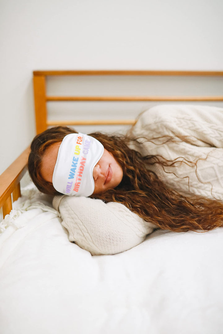 Will Wake Up for Birthday Cake Sleep Mask, Birthday Sleep Accessory, Adjustable Sleep Mask, Giftable Collection, Blindfold