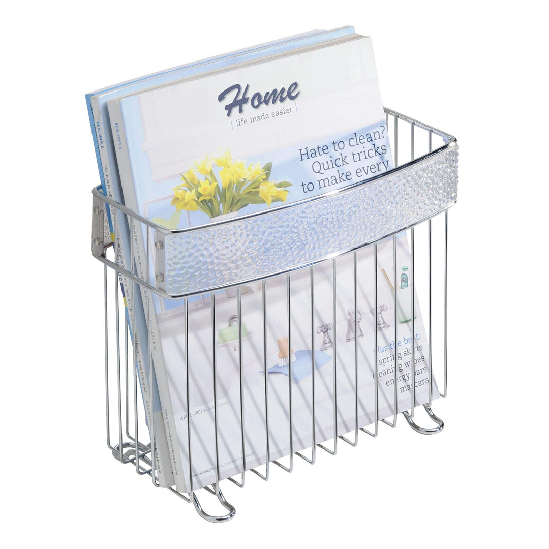 iDesign 33350 Rain Metal Free-Standing Magazine Holder, Newspaper and Book Storage for Bathroom, Office, Bedroom, Den, 5 x 10 x 8.5
