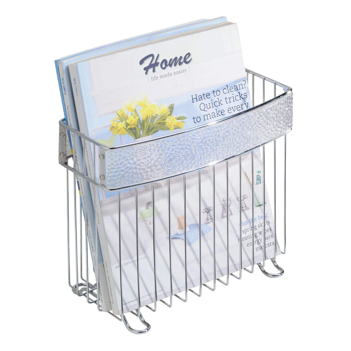 iDesign 33350 Rain Metal Free-Standing Magazine Holder, Newspaper and Book Storage for Bathroom, Office, Bedroom, Den, 5 x 10 x 8.5